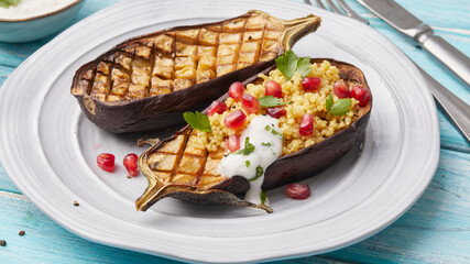 Stuffed eggplant with couscous