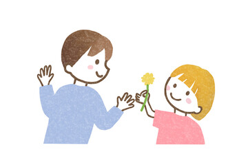 花を差し出す女の子