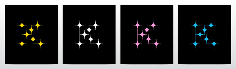 Sparkle Twilight Stars Twinkle Letter Initial Logo Design K
