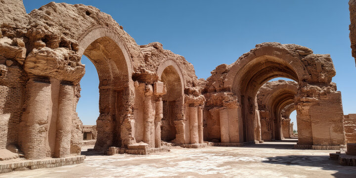Sasanian inspired palace remains with grand brick iwan