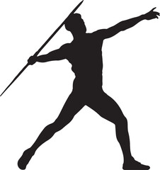 Silhouette of male athlete throwing javelin in action pose javelin throw sport
