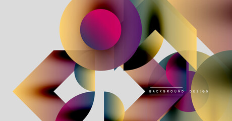 Obraz premium Abstract geometric shapes overlap, creating vibrant color gradients. Modern design features smooth transitions, dynamic composition.