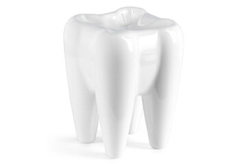 big white plastic tooth on the white background