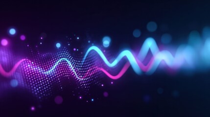 Fototapeta premium A vibrant neon-lit sound wave visualizing music in a modern, abstract design.
