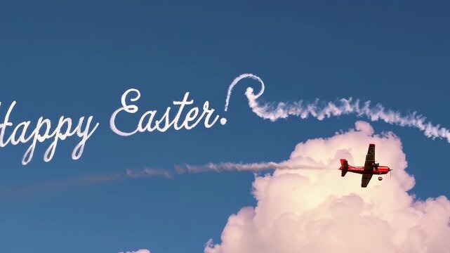 Happy Easter written by an airplane in the sky