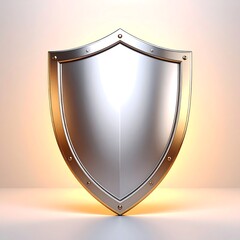Metallic shield graphic, 3D render