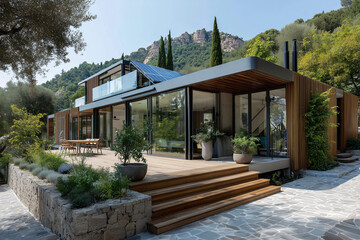 Solar-powered house with modern architecture