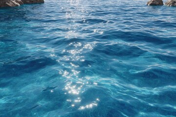 Shallow Turquoise Ocean Water With Sun Sparkle image