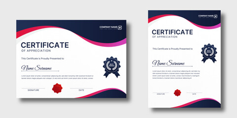 Modern certificate design template for diploma, award and appreciation