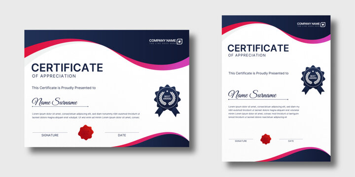 Modern certificate design template for diploma, award and appreciation