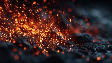 Fototapeta premium Fiery sparks dance in the dark, creating a stunning display of light and texture.
