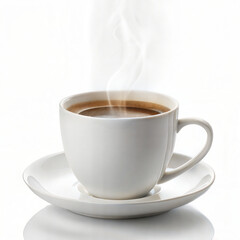 Hot Coffee Cup with Steam Isolated on White Background