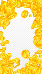 Swiss franc coins falling. Gold scattered CHF
