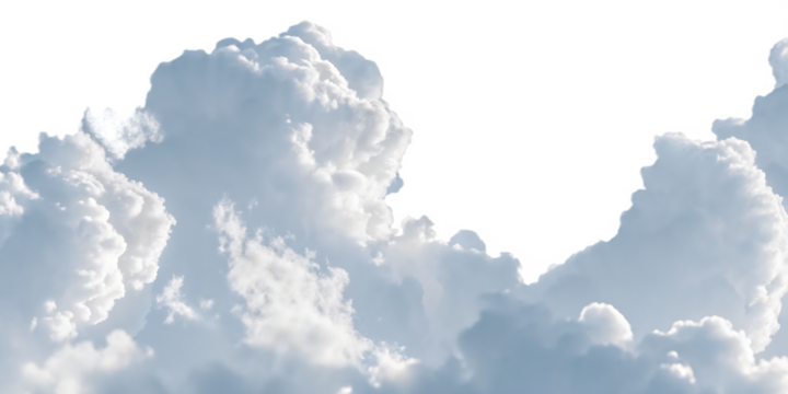 Fluffy cumulus clouds against a clear sky isolated on a transparent background weather