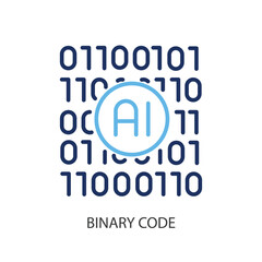 Binary code thin line vector icons.