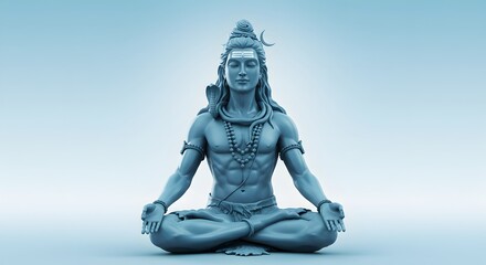 Fototapeta premium Meditating Figure Pale Turquoise Sculpture Serene Pose