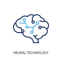 Neural technology thin line vector icons.