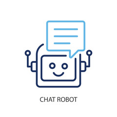 Fototapeta premium Chat robot thin line vector icons.