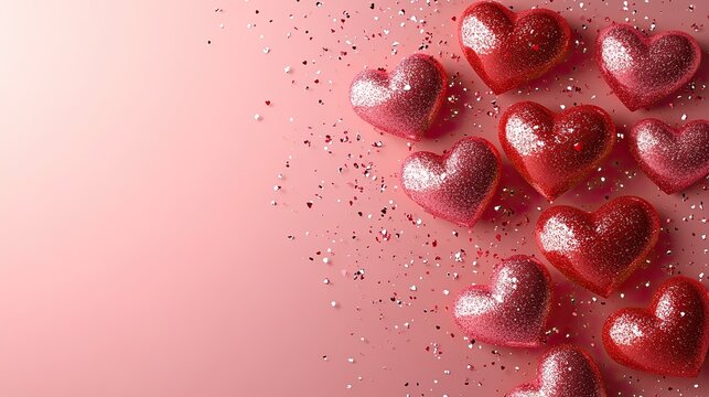 Valentine's Day card featuring hearts on a pink background, ideal for greeting cards and invitations.