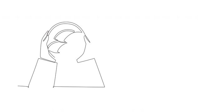 Animated chuseok day concept one-line drawing