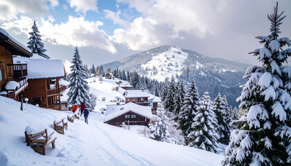Whispers of Winter: A Serene Mountain Snowfall m Escape