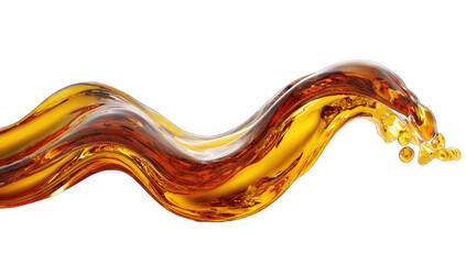 Fluid, golden liquid flowing in a wavy, dynamic motion against a black background