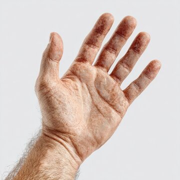 Close-up of a weathered hand