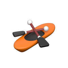 Kayak with paddles representing water sports and adventure activity 3d icon