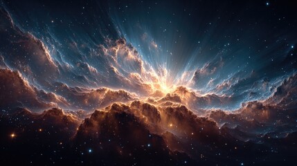 Naklejka premium Cosmic clouds ignite with stellar light