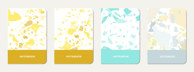 Naklejka premium School diary cover design. Terrazzo abstract