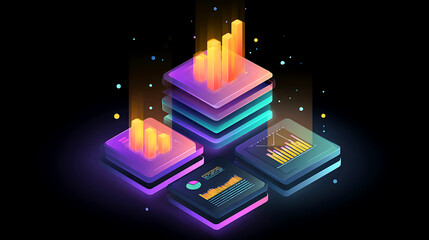 Futuristic glowing data servers with abstract digital information streams