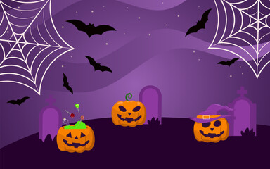Halloween background with pumpkins and bats on it