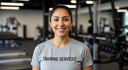 Smiling Fitness Trainer in Gym, Training Services.