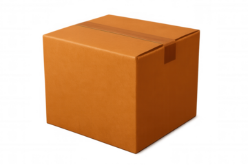 Sealed cardboard box isolated on transparent background, ideal for shipping and e-commerce visuals