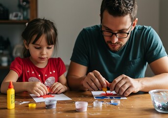 Fototapeta premium Children making craft project together