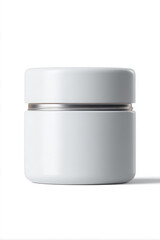 Matte white container, modern cosmetic jar, exudes elegance with its clean minimalist design