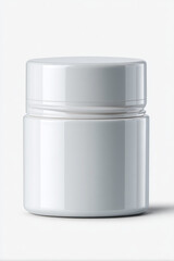 Minimalist white jar container for cosmetic product, clean beauty packaging