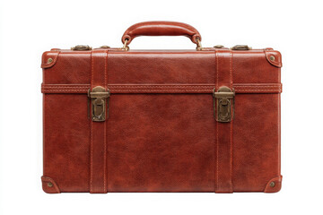 Vintage brown leather suitcase, ready for nostalgic journey, isolated