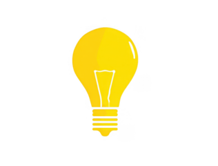 Bright yellow light bulb glowing symbolizing creativity innovation and bright ideas concept isolated
