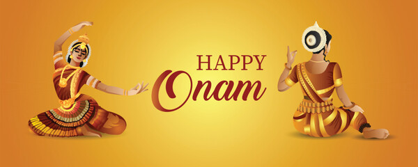 Happy onam south indian festival celebration greeting card
