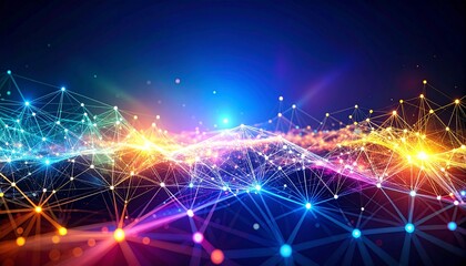 Cinematic abstract background depicting a network of connected lines and data transfers