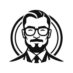 Man icon, businessman avatar vector, office worker icon, hipster face design, graphic male portrait, businessman avatar, bearded man, office worker, hipster face, male portrait