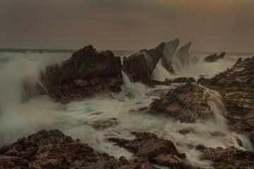 Dramatic Seascape with Jagged Rocks