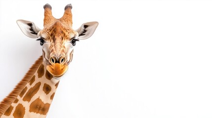 Obraz premium Side view of giraffe isolated on white background.