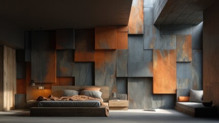 3D Geometric Wall Panels - Textured Interior Accent Wall