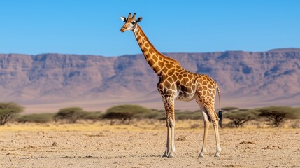 Obraz premium Somali Giraffe, commonly known as Reticulated Giraffe