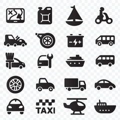 Modern Transportation and Vehicle Services Icon Set