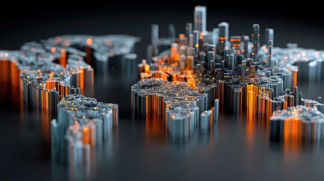 3D world map with city lights - Powered by Adobe