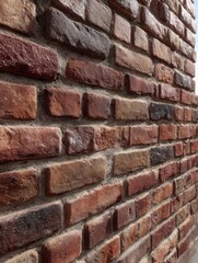 Obraz premium Textured Red Brick Wall Close-up background weathered