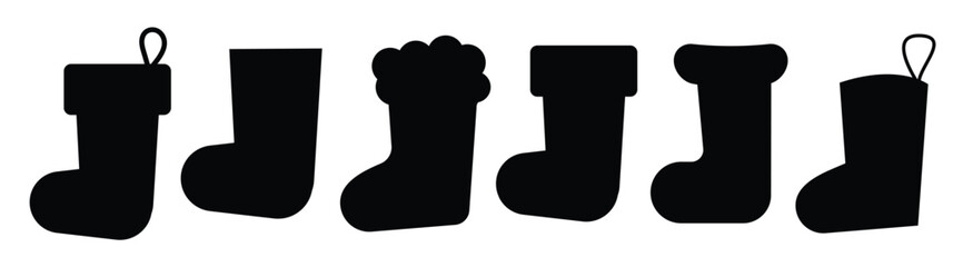 Christmas sock silhouette for gifts. Vector illustration 